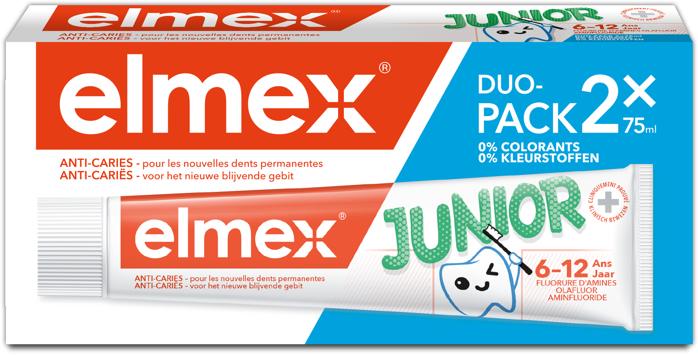 image Elmex® Dentifrice Junior Lot de 2 tubes de 75 ml