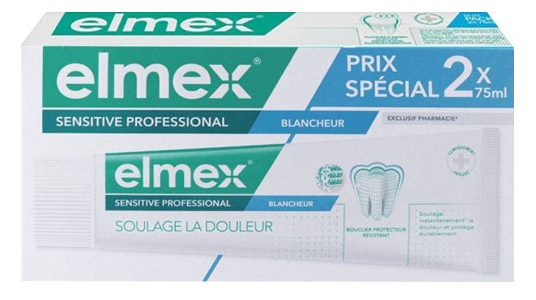image ELMEX SENSITIVE PROFESSIONAL BLANCHEUR Dentifrice DUO  Lot de 2 tubes de 75 ml